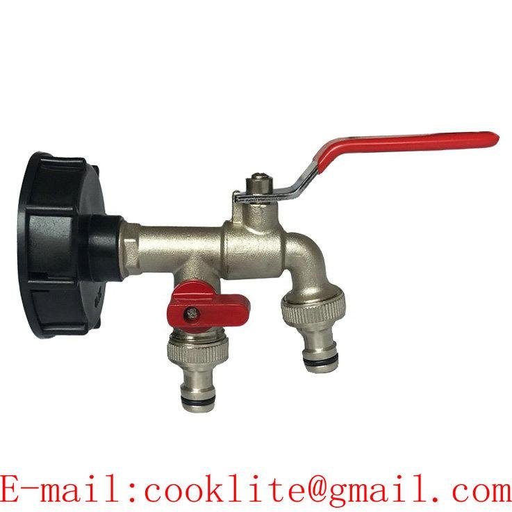 S60x6 x 1/2" Double Brass Tap for IBC Tank
