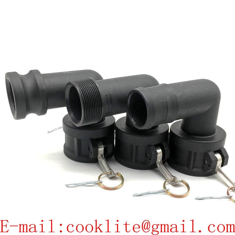 IBC Camlock Quick Coupling 2"/DN50 90 Degree Angle PP IBC Tote Tank Valve Fitting Adapter