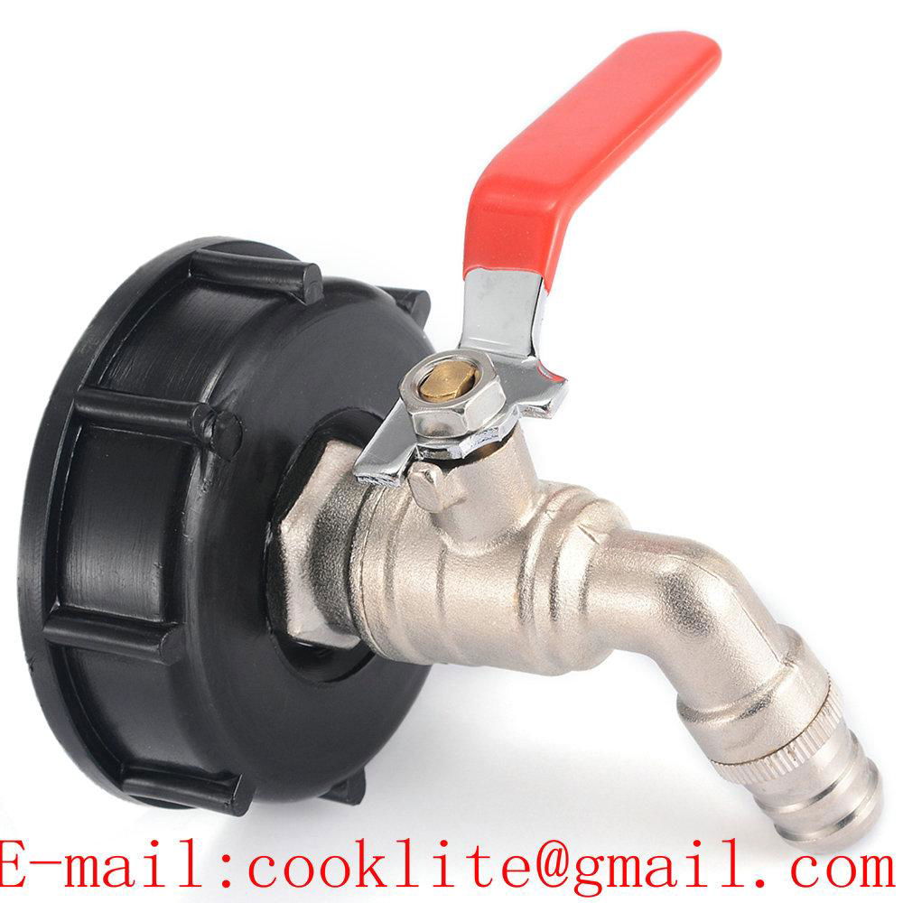 Home Garden Hose Tap Thread Brass Ball Bibcock with S60X6 Female to 1/2" Bsp Female IBC Adapter