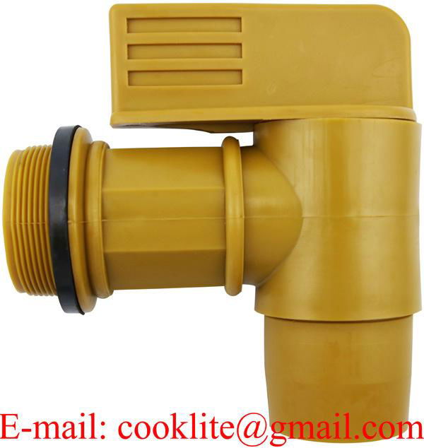Plastic Faucet 2" BSP Thread Polyethylene Drum Faucet Gold Barrel Tap Plastic Spigot