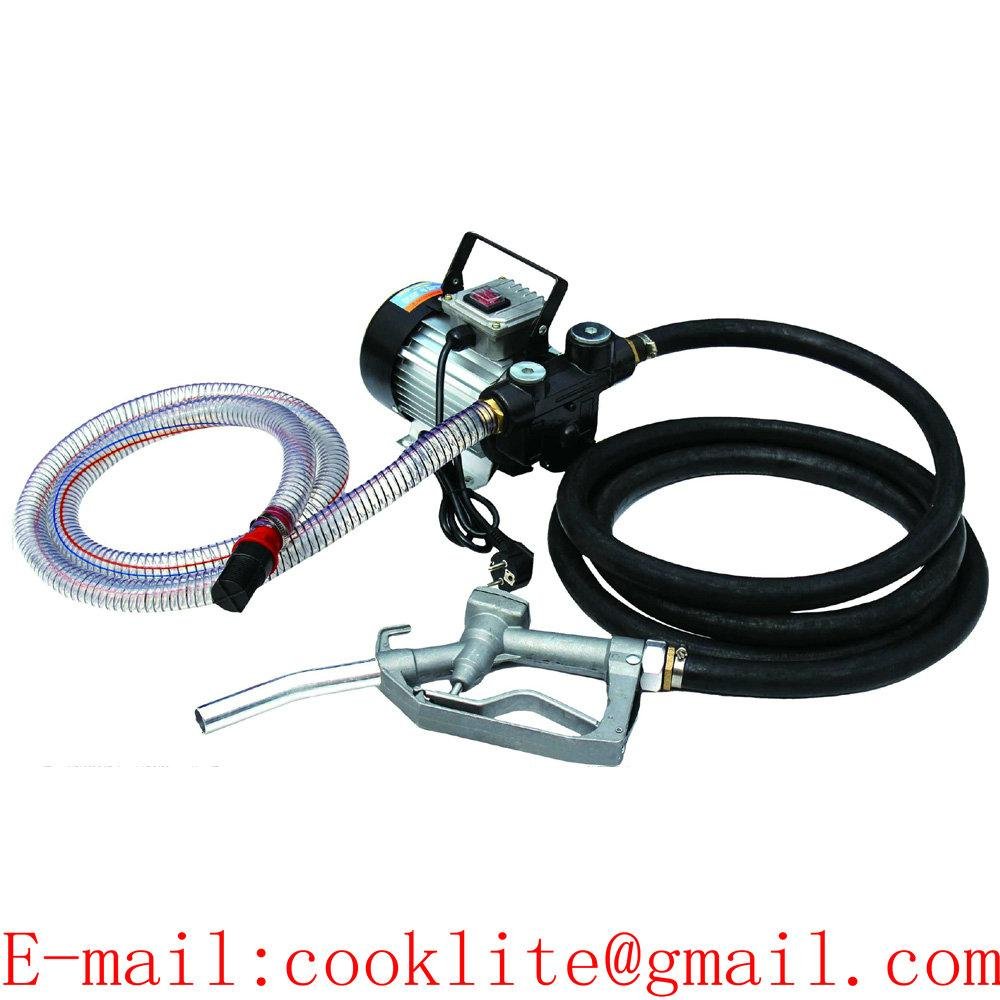 220V Electric Diesel Fuel Transfer Pump Kit AC 550W Mobile Oil Fuel Dispenser with Manual Dispensing Nozzle