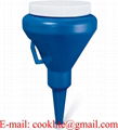 1 1/4 Quart Dark Blue Double Cap Plastic Funnel