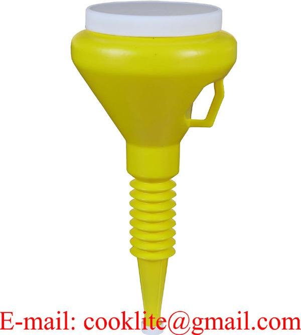 1 1/2 Quart Yellow Double Capped Plastic Funnel