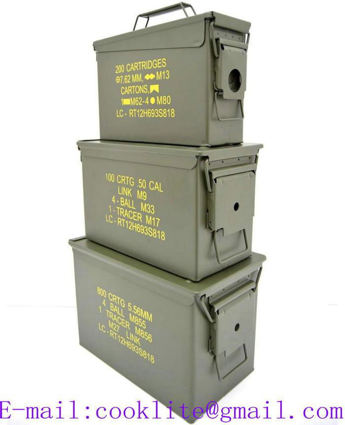 Waterproof Ammunition Storage Can 3-Box Combo Pack Steel Ammo Box Mil-Spec Ammo Can