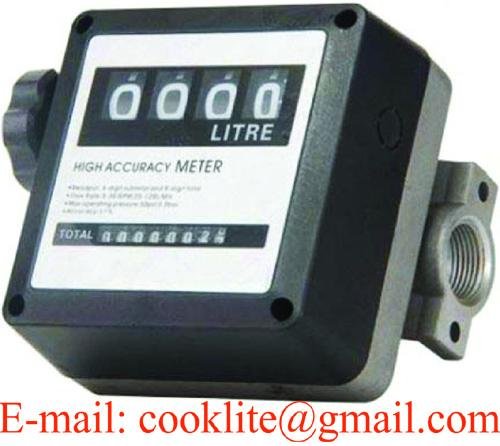 Mechanical Flow Meter FM-120 for Fuel Dispenser 4-Digit Diesel Gasoline Petrol Oil Gallon Liter Counter Gauge 1 Inch Analog Fuel Flow Meter 1"