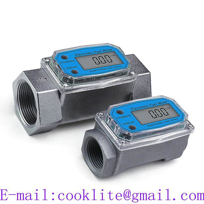 Electronic Fuel Meter 1/1.5/2 Inch Digital Turbine Flow Meter with High Precision for Diesel, Gasoline, Fuel Oil, Water Dispenser