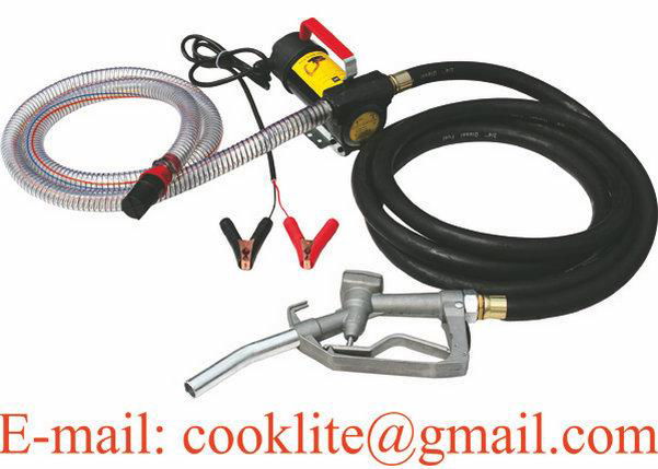 Diesel Kerosene Transfer Pump Kit 12V 24V DC Portable Fuel Dispenser Self Priming Oil Bio 45L/Min with Fuel Nozzle and Suction/Delivery Hoses