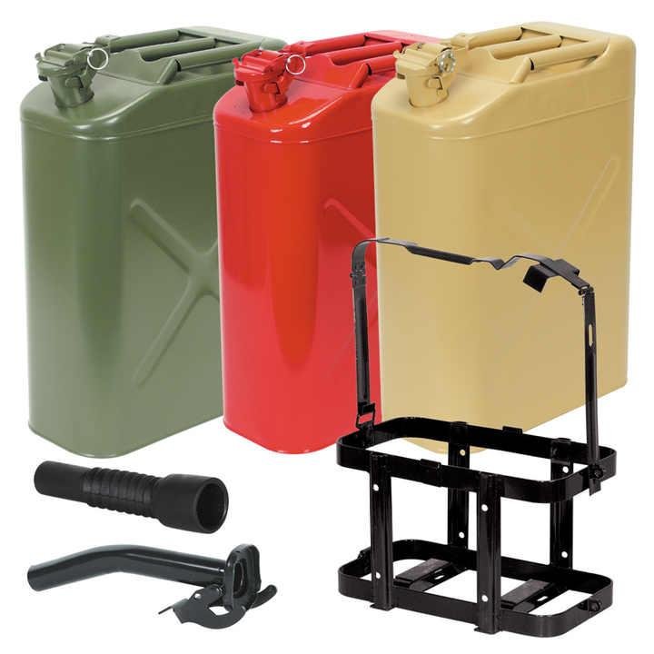 5 Gal 20 Liter Jerry Can Gasoline Oil Fuel Can Gas Storage Steel Tank