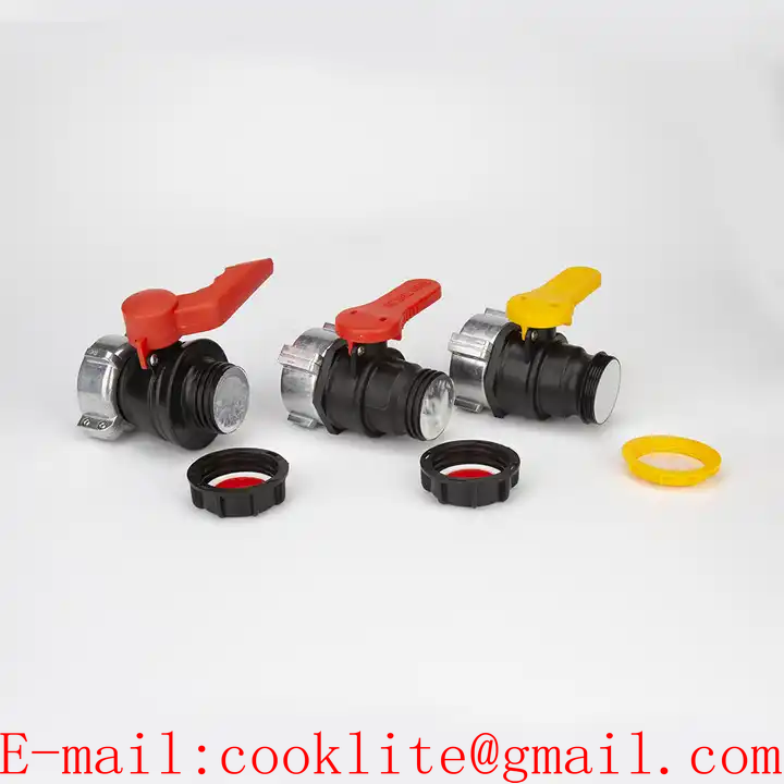 Camlock Ball Valve For IBC Tote Outlets with Cap and Metal Collar High Quality Water Container Fittings
