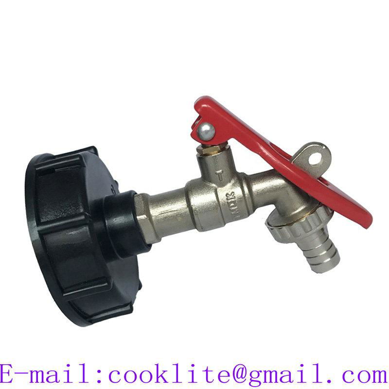 S60x6 Lockable IBC Faucet Tote Tank Drain Adapter with 1/2" Outlet Tap Valve Fittings for Home Garden Water Connectors