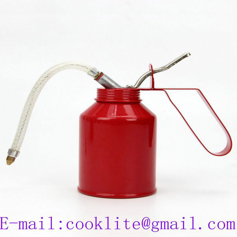 Metal Can High Pressure Oil Dispenser Can 300ML 500ML Feed Oil Pot Pump with Flexible Spout