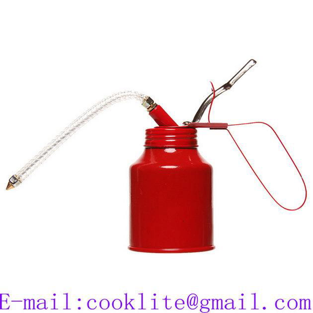 Metal Oiler Dispenser 250CC Hand Held Steel Lubricant Oil Can Hydraulic Finger Pump