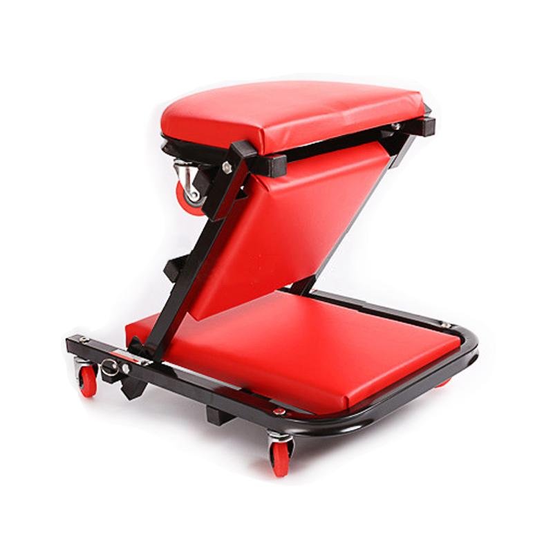 Z Shape Mechanic Creeper Seat Rolling Chair Workshop Garage Shop Cart Tray 4