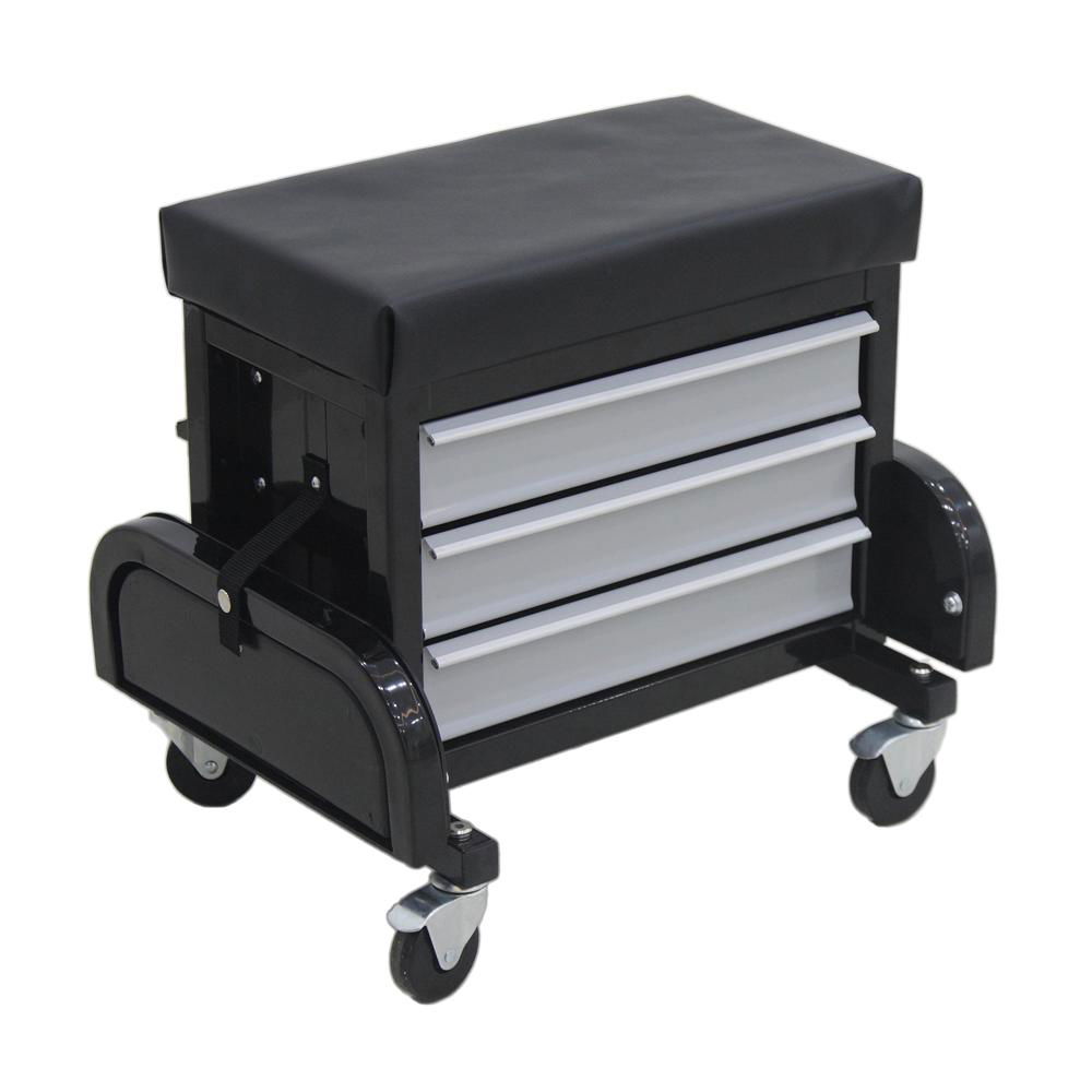 Mechanics Creeper Roller Seat Tool Box Chest Cabinet Storage Box with 3 Drawers 2