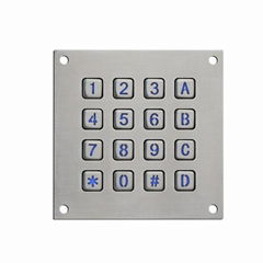 4x4 16 keys stainless steel LED backlight keypad 