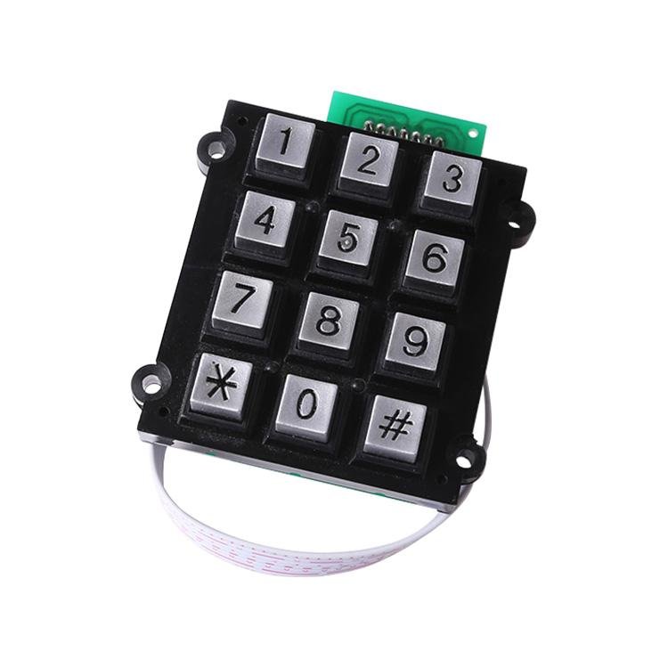 3x4 12 keys metal keypad for industrial telephone