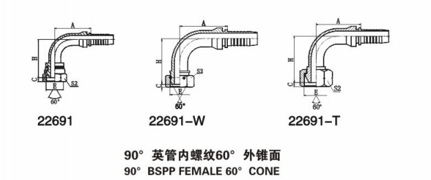 hydraulic hose fitting 90 degree BSPP female 60 degree cone 2