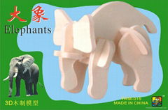 3D wooden puzzles-elephant