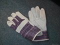 stripe cotton fabric leather gloves
