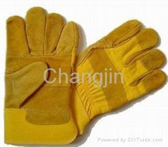 cheap yellow leather working glove