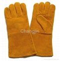 yellow cowhide welding glove
