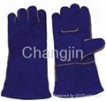 popular blue leather welding glove