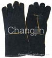 black color cow split leather welding glove