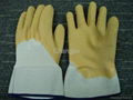 yellow color latex glove full coated rubber glove