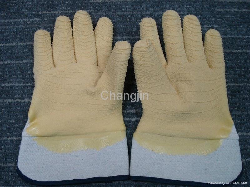 yellow color latex glove full coated rubber glove 2