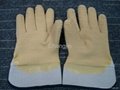 yellow color latex glove full coated rubber glove