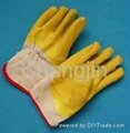 yellow color latex glove full coated rubber glove
