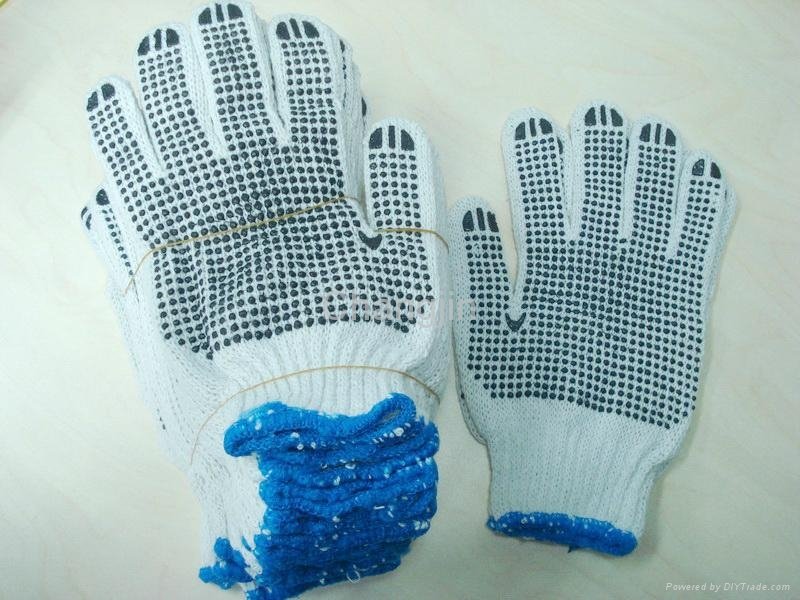 knit glove cotton glove with PVC dots 2