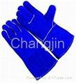 popular blue leather welding glove