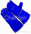 popular blue leather welding glove 2