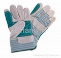 10.5' blue double palm leather glove