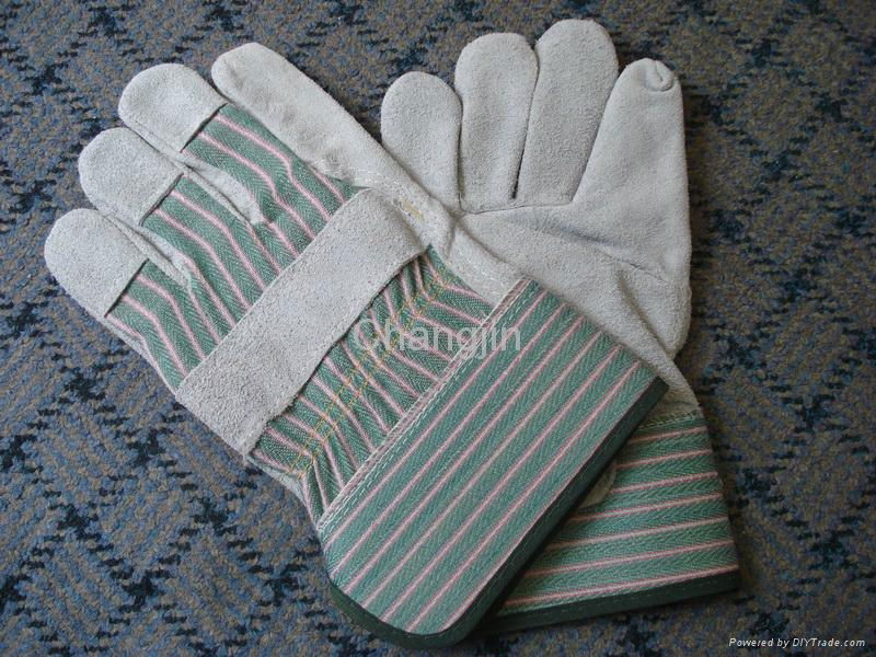 10.5' blue double palm leather glove 3