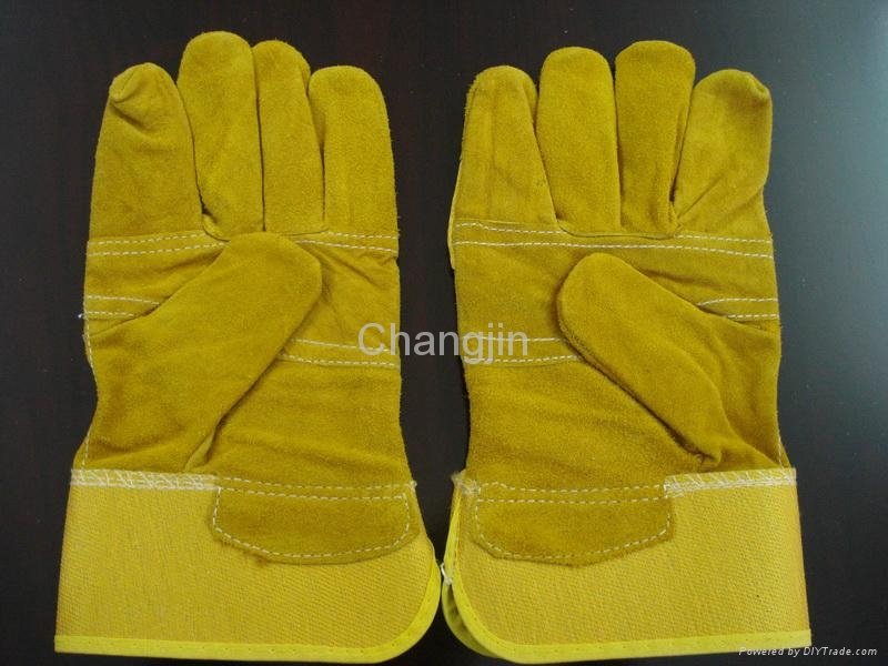 cheap yellow leather working glove 2