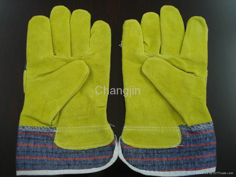 cheap yellow leather working glove 3