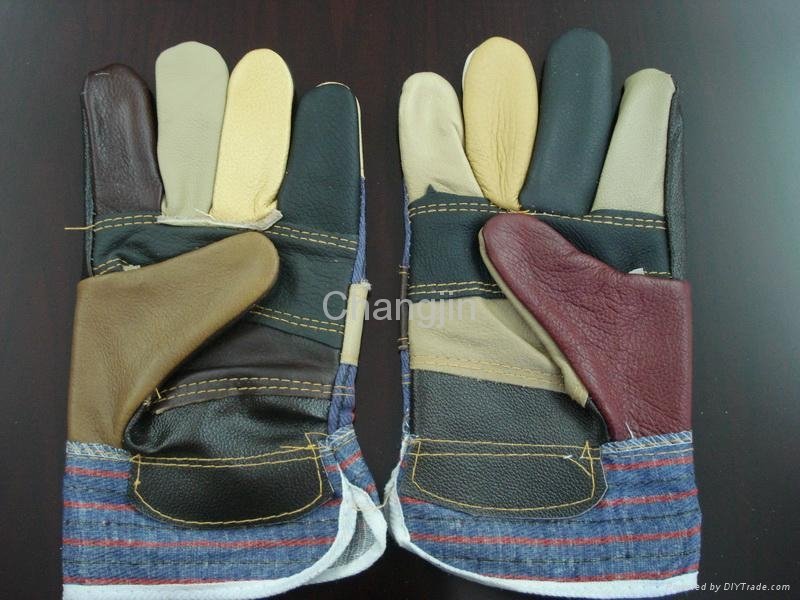 cheap yellow leather working glove 5