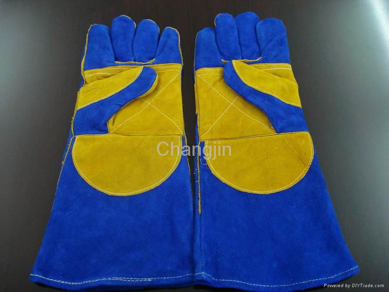 black color cow split leather welding glove 5