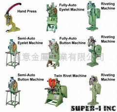 鉚釘機, 雞眼機, 鈕扣機, 手壓台, 手壓鋼模, 鉚合機台