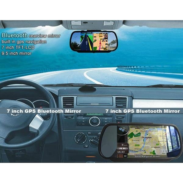 7 Inch GPS Mirror Navigation High Definition Bluetooth Handsfree 5
