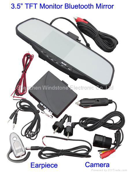 Wireless Camera System+Car bluetooth handsfree rearview mirror 3.5" TFT Monitor 4
