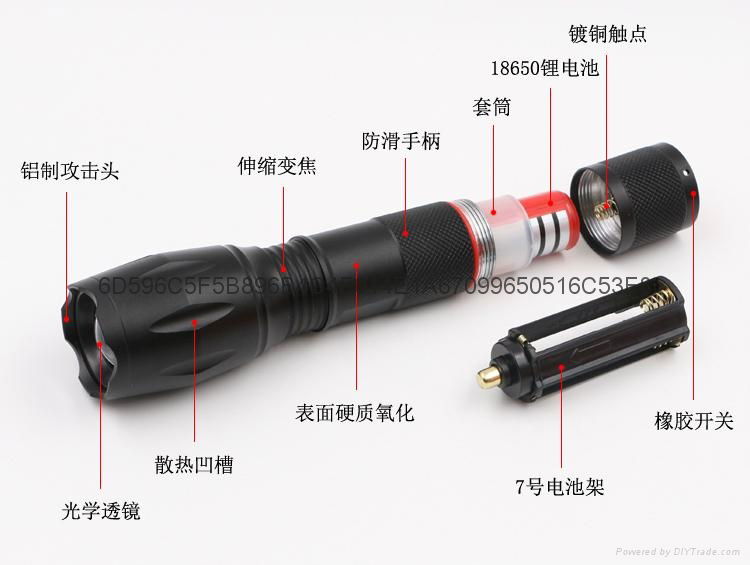 CREE XML T6 LED Zoomable Focus Flashlight Torch Lamp AAA/18650 Light 5