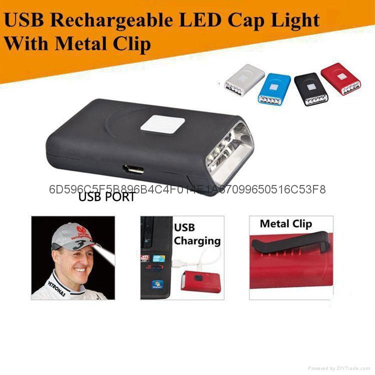 USB Rechargeable headlight LED headlamp 5led cap light 5