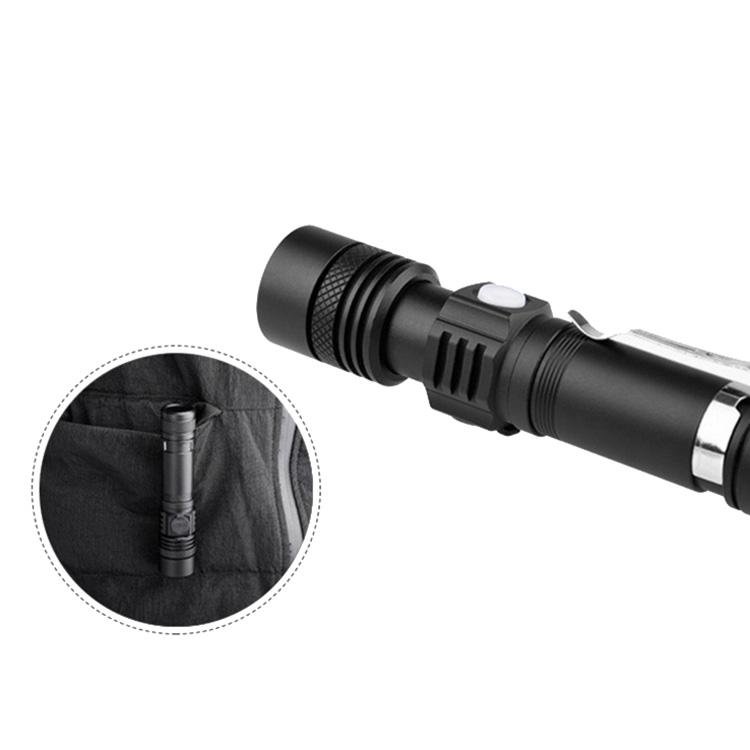 新款 LED強光遠射手電筒 USB充電迷你小手電筆夾 戶外照明騎行 7