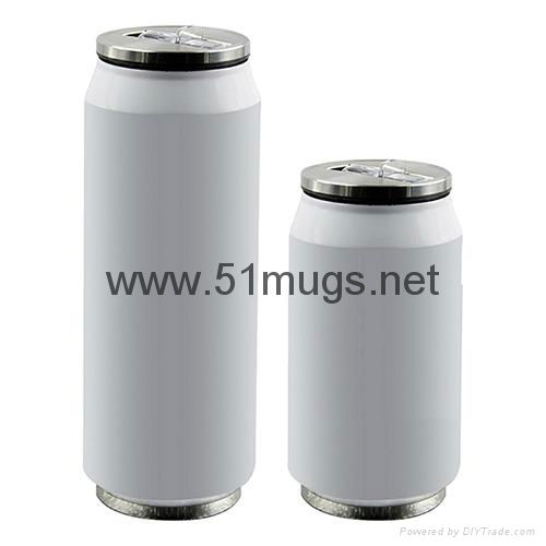 280ml Stainless Steel Coke Can With Straw White