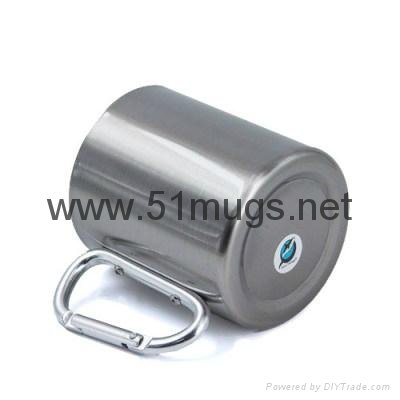 8oz sublimation Silver Stainless Steel Mug with Silver Carabineer Handle 2
