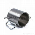 8oz sublimation Silver Stainless Steel Mug with Silver Carabineer Handle 3