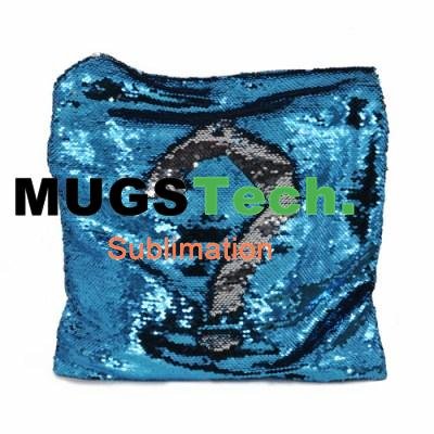 Magic Sublimation Flip Sequin Pillow Case Blue+Silver 3